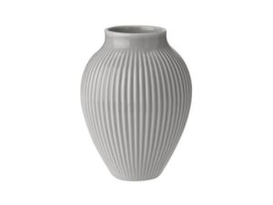 Knabstrup Keramik - vase med riller - Lys grå - 12,5 cm.