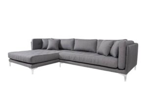 Tampa sofa XL med chaiselong - Venstrevendt i mørkegrå med stålben