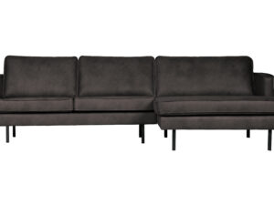 BEPUREHOME Rodeo sofa, m. højre chaiselong - sort stof