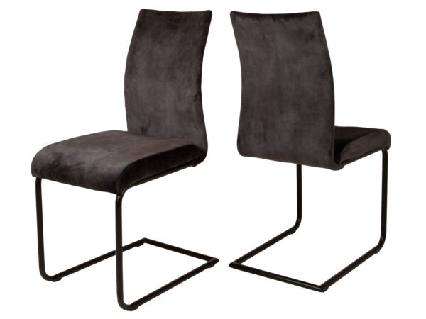 CANETT Stockholm spisebordsstol - antracitgrå velour m. sorte jernben