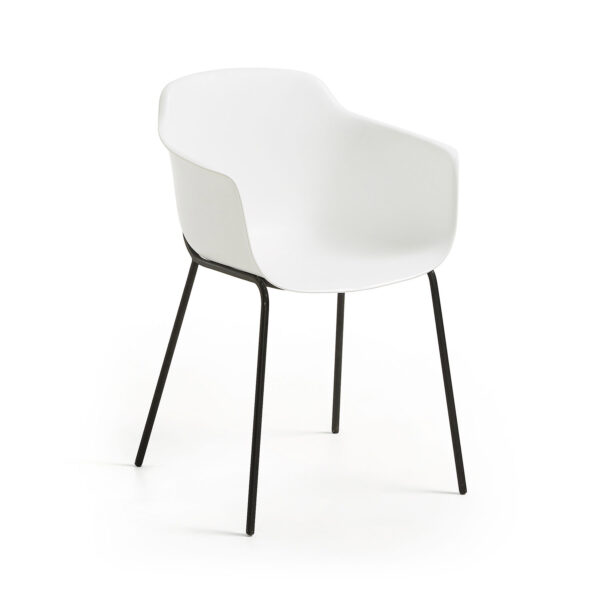 LAFORMA Khasumi spisebordsstol m. armlæn - hvid plast og metal