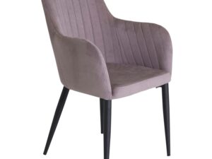 VENTURE DESIGN Comfort spisebordsstol, m. armlæn - dusty pink fløjl og sort metal