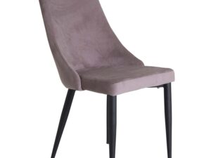 VENTURE DESIGN Leone spisebordsstol, m. armlæn - dusty pink fløjl og sort metal