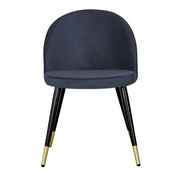 VENTURE DESIGN Velvet spisebordsstol, m. armlæn - sort velour og sort metal