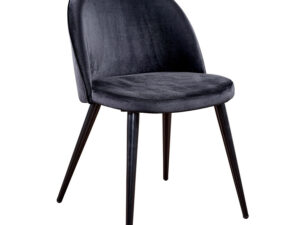 VENTURE DESIGN Velvet spisebordsstol - sort velour og sort metal