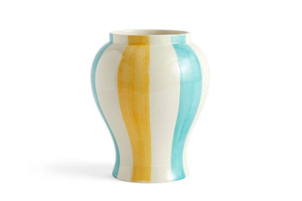 HAY Sobremesa Stripe Vase L green and yellow