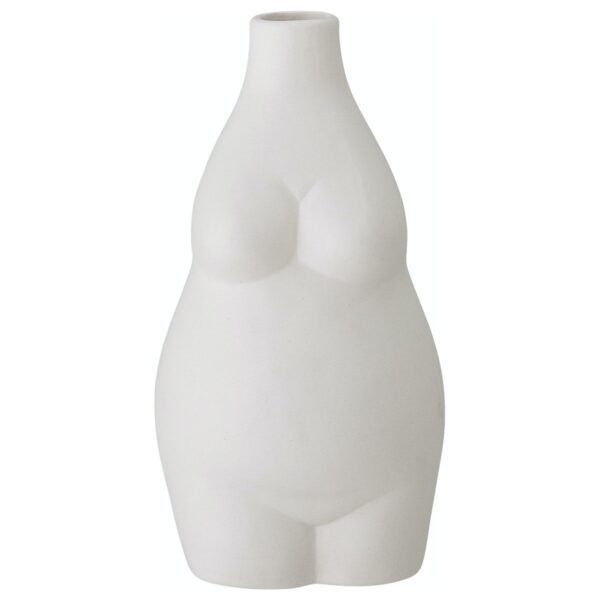 Elora, Vase, Stentøj by Bloomingville (H: 18 cm. B: 9.5 cm. L: 10 cm., Hvid)