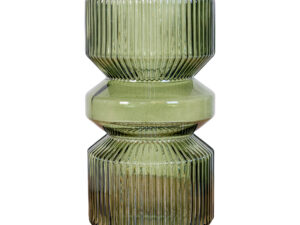 HOUSE NORDIC vase, rund - grøn glas (H:24,5)